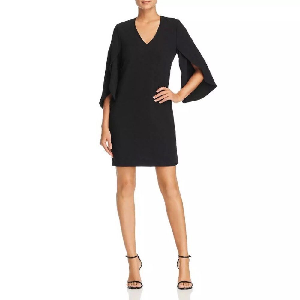 Robert Michaels S Black Petal Sleeve Mini Shift